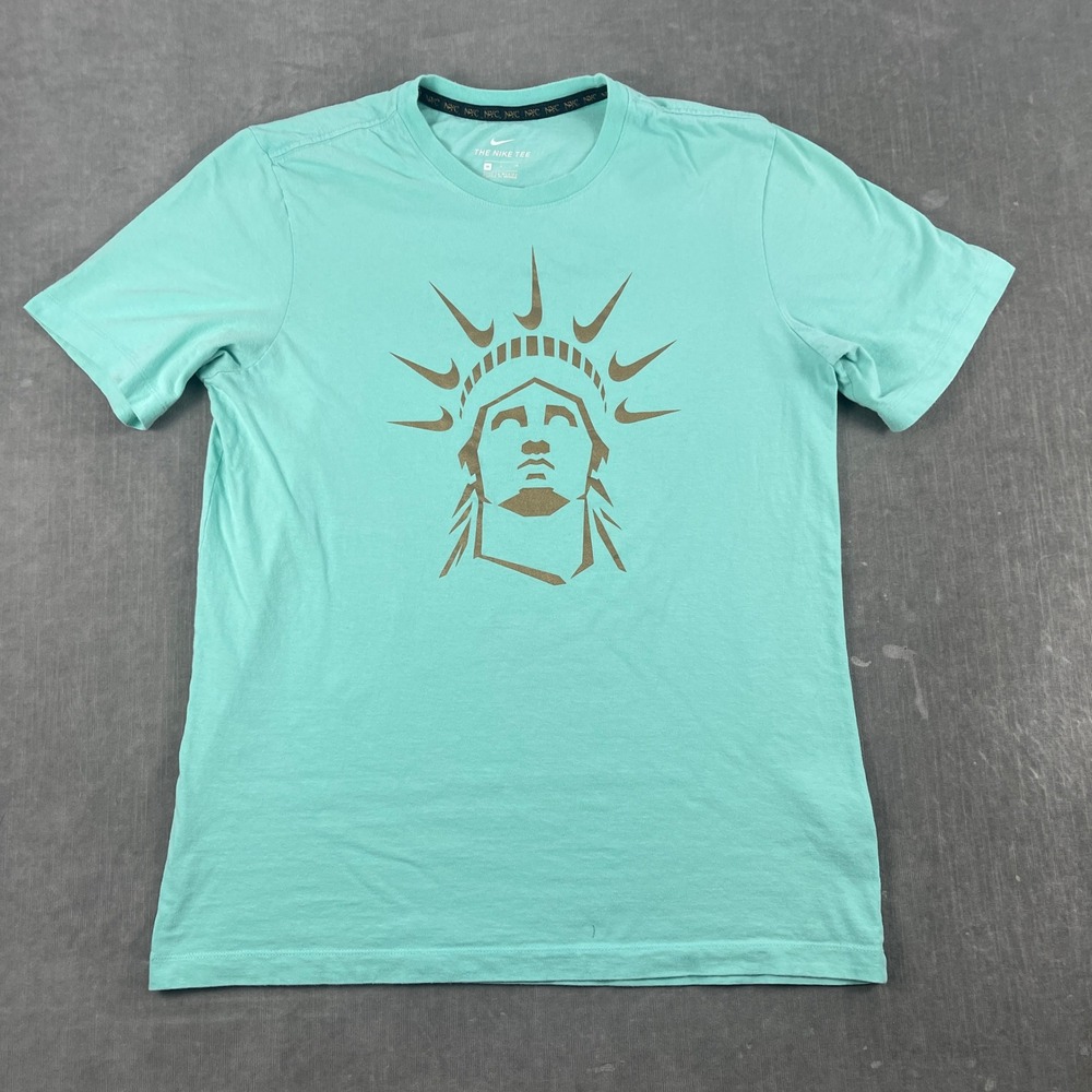 Nike Mens M Teal Statue of Liberty NYC Graphic T-Shirt Short Sleeve Tee